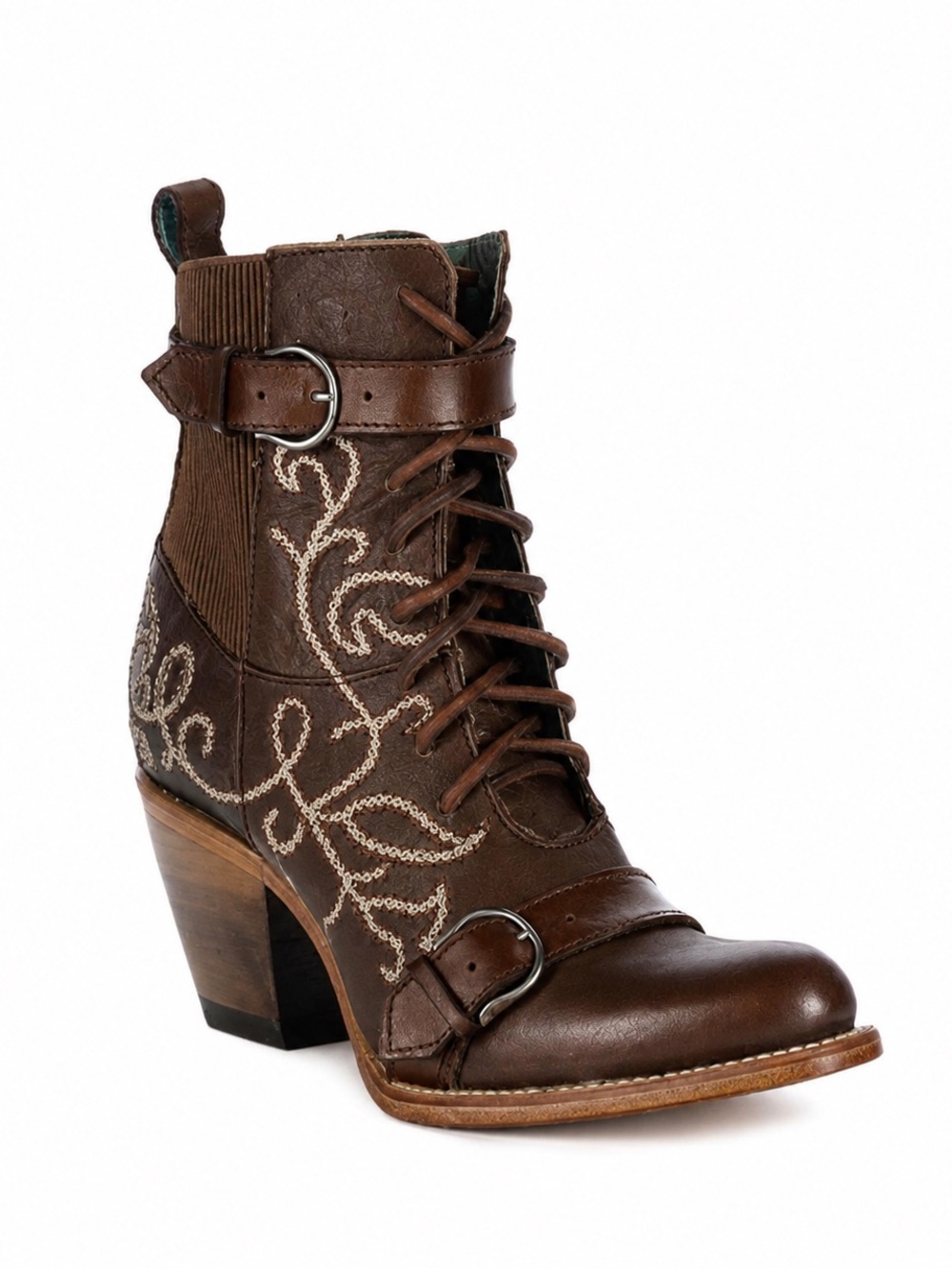 Corral Harness Lace-Up Leather Booties Brown Women’s Size 8.5 BNWT
